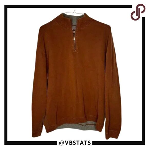 Tommy Bahama Reversible Orange and Gray 1/4 Zip Top in Size Large - Picture 1 of 9